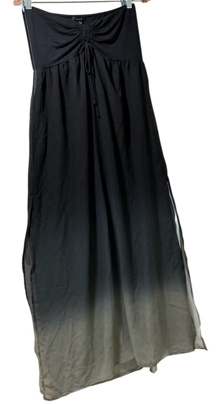 Raviya Black Ombre Maxi Swim Coverup Dress Strapless L 12 14